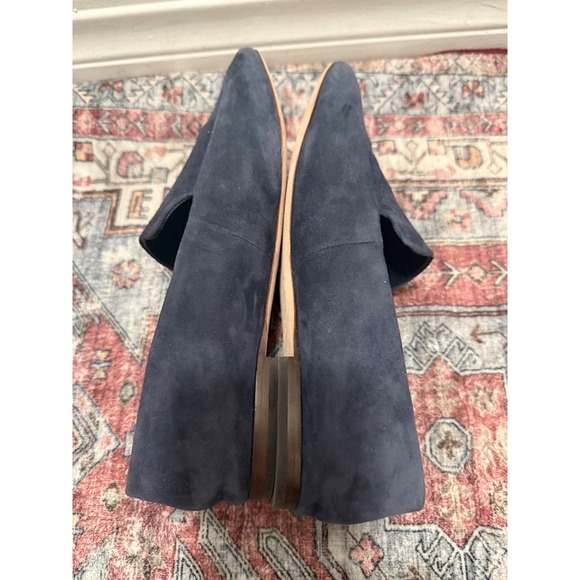 Vince‎ Suede Loafers Navy Blue Square Toe Slip On Flats Women's Size 7.5 - Picture 5 of 6